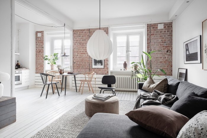 How to decorate exposed brick apartment